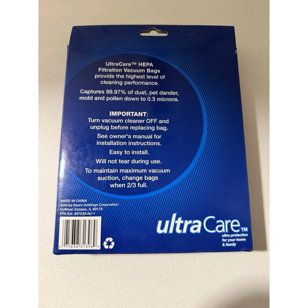 Kenmore O Vacuum Bags Uprights UltraCare w Hepa Filtration Box w 2  New Unopened